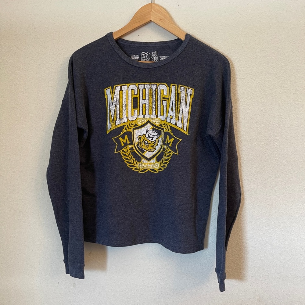 Retro Brand Michigan University French Knit Fleece Sweatshirt